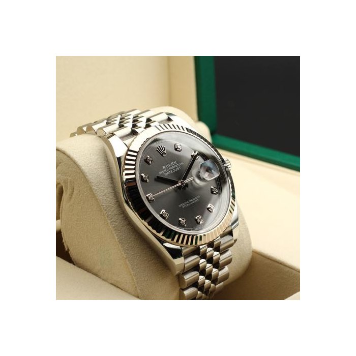 Rolex Datejust41mm Rhodium Diamond Dial Jubilee Bracelet Rhodium Diamond. Full set with Box and Papers Ref. 126334