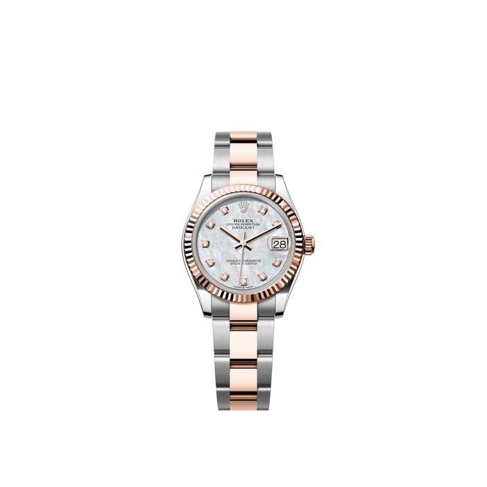 Rolex Datejust31 Mother Of Pearl Diamond Dial Two Tone Rose Gold Fluted Bezel Oyster Bracelet Ref. 278271
