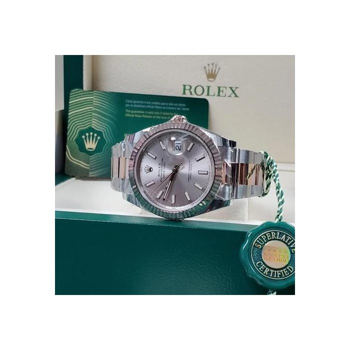 Rolex Datejust41 SUNDUST Pink Everose SS Bi-Metal Fluted Bezel NEW UNWORN Full Set Two 2 Tone 18k Rose Gold Ref. 126331