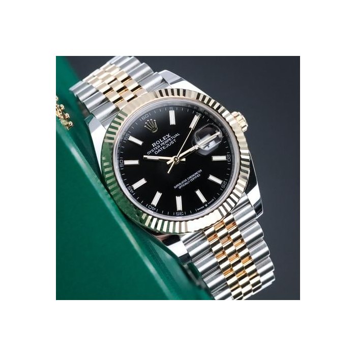 Rolex Datejust41mm [Complete Set] Black Dial Fluted Jubilee Steel Two Tone Yellow Gold 126333