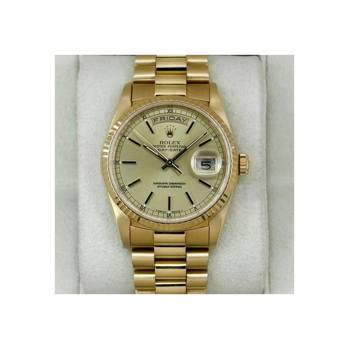 Rolex Day-Date1990 Day-Date 36mm 18238 Presidential 18kt Yellow Gold Champagne Dial (CPO)