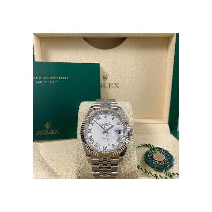 Rolex DatejustLike NEW Datejust 41 Steel Jubilee White Roman Dial 126334