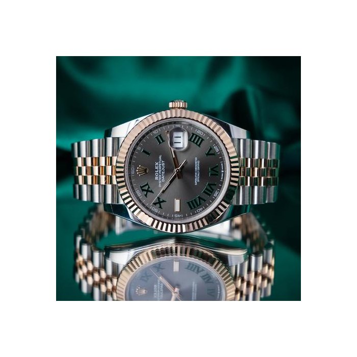 Rolex Datejust41mm Wimbledon Rose Gold & Steel Jubilee Bracelet 126331 Complete Set & In Excellent Condition