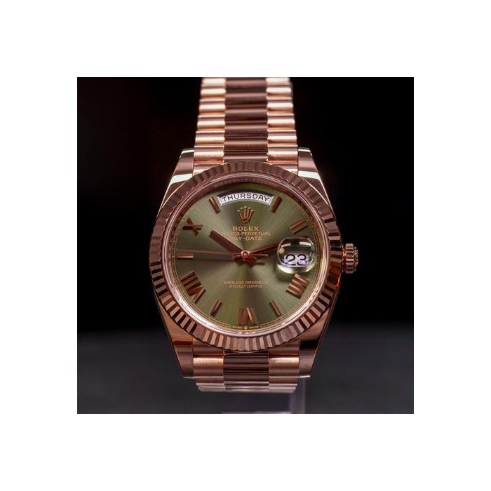 Rolex Day-Date40 USA Ready to Ship Olive Day-Date Rose Gold Full Set 2025 Ref. 228235