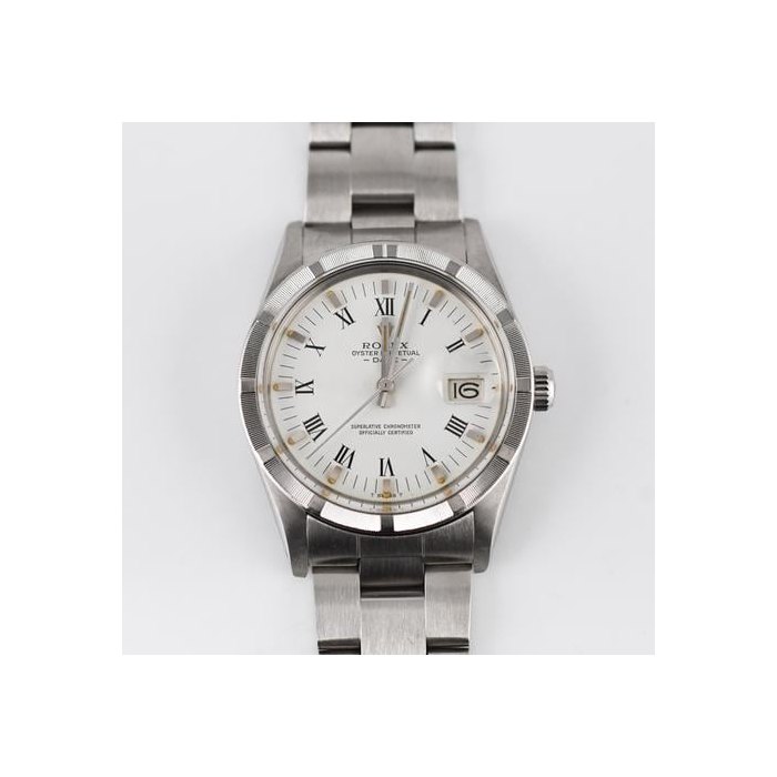 Rolex Oyster PerpetualDate Rolex Date 15010 White Roman Dial 34mm Serviced