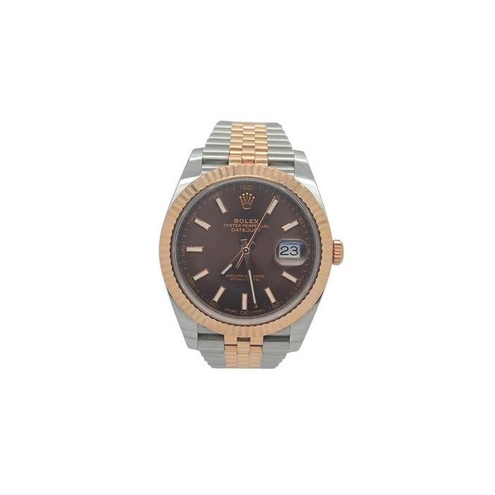 Rolex Datejust41mm 18K Rose Gold & Steel Chocolate Dial Watch 126331