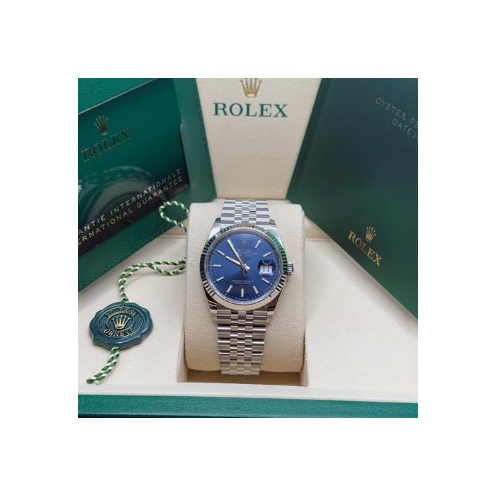 Rolex Datejust36 NEW 2025 Blue Index Dial Stainless Steel Fluted Bezel Jubilee Bracelet Ref. 126234