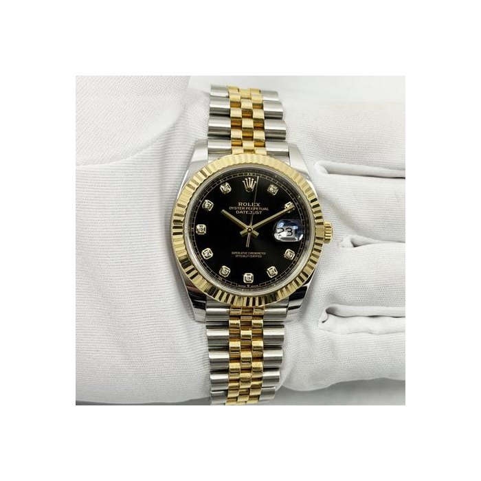 Rolex Datejust41 126333 41MM Black Diamond Dial Jubilee Two-Tone Yellow GoldDatejust 41