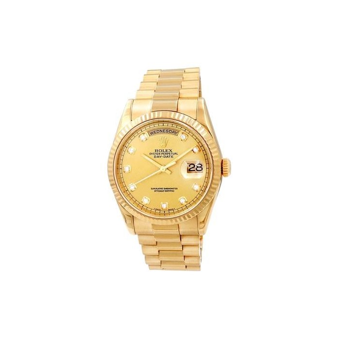 Rolex Day-Date"President" 36mm 18k Yellow Gold Champagne Diamond Dial Ref. 118238