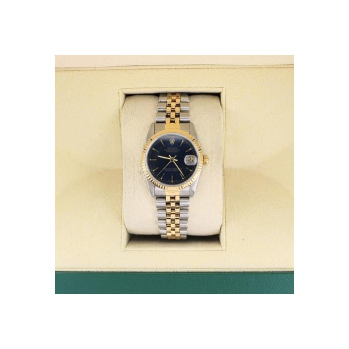 Rolex Datejust1988 Midsize Datejust 68273 Blue Dial TT 18kt Jubilee No Papers 31mm