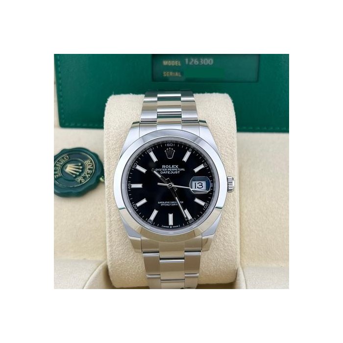 Rolex DatejustIn Stock 126300 Datejust 41 Black Stick Dial Oyster Bracelet