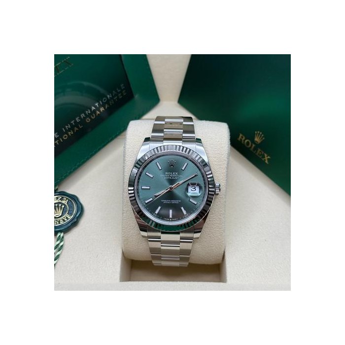Rolex Datejust41 NEW 2025 Mint Green Index Dial Stainless Steel Smooth Bezel Oyster Bracelet Ref. 126334