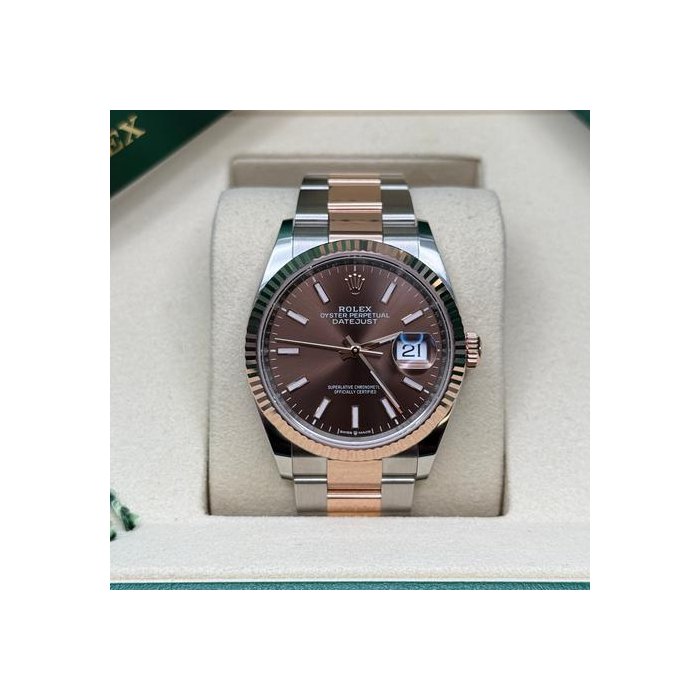 Rolex Datejust36 NEW 2026 Chocolate Index Dial Two Tone Rose Gold Fluted Bezel Oyster Bracelet Ref. 126231