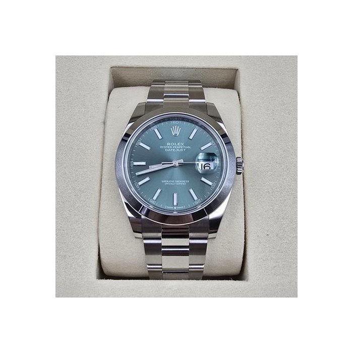 Rolex DatejustNEW 2026 Datejust 41mm Mint Green Steel Smooth Bezel Oyster 126300 UNWORN