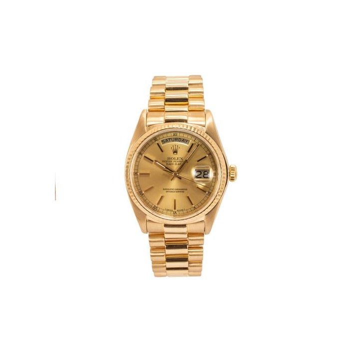 Rolex Day-Date18038 Champagne Dial Quick Set 18K Yellow Gold Watch