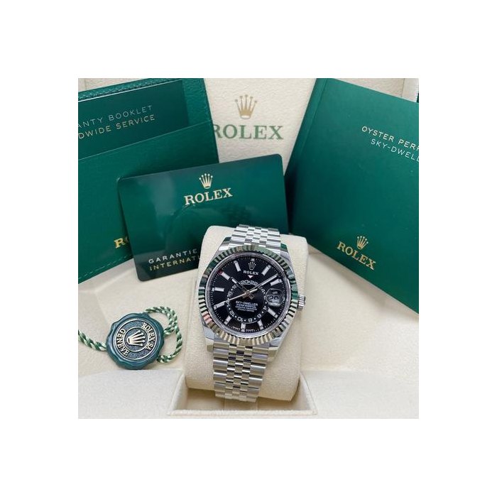 Rolex Sky-DwellerNEW COMPLETE 336934 Sky-Dweller Black Dial Stainless Steel 42mm Jubilee Bracelet