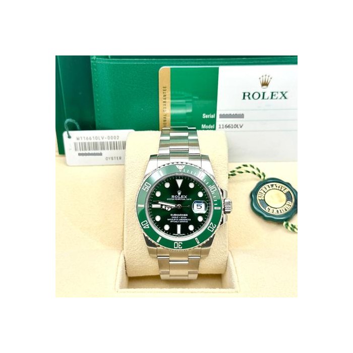 Rolex Submariner Date2017 Rolex Submariner HULK 116610LV Green Ceramic Stainless Steel Box Paper