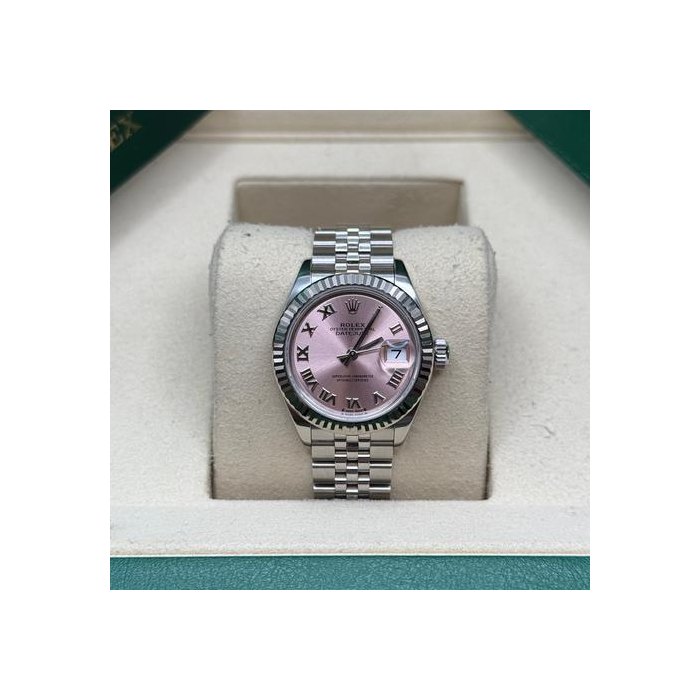Rolex Lady-DatejustPink Roman Dial Stainless Steel Fluted Bezel Jubilee Bracelet Ref. 279174