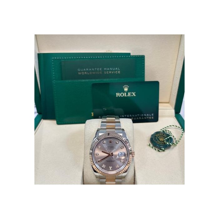 Rolex DatejustSteel and Everose Datejust 41 Watch - Fluted Bezel - Sundust Diamond Dial - 126331