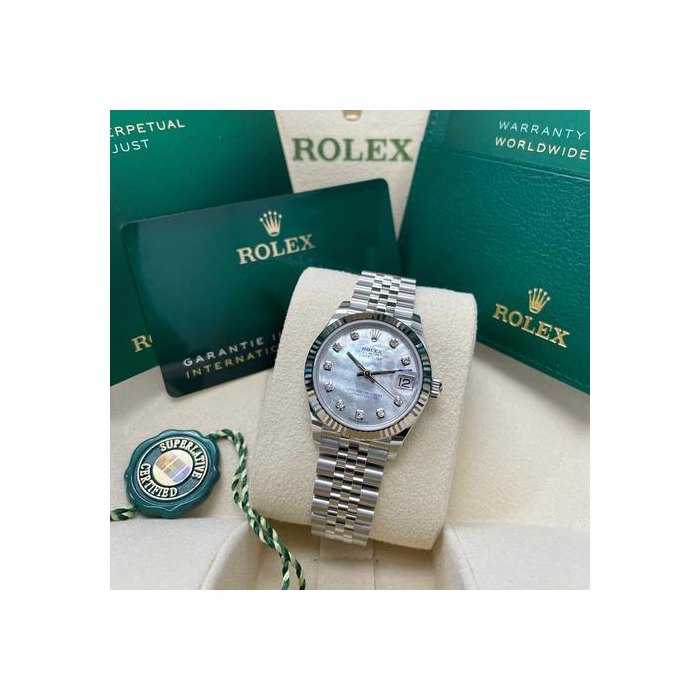 Rolex DatejustUNWORN Datejust 31mm 278274 Stainless Steel Mother of Pearl Diamond Dial Jubilee Bracelet Full Set Unworn Complete Box & Papers