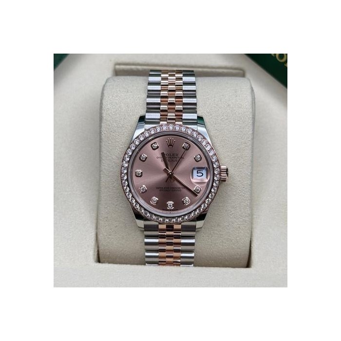 Rolex Lady-Datejust31 NEW 2025 Pink Diamond Dial Two Tone Rose Gold Diamond Bezel Jubilee Bracelet Ref. 278381RBR