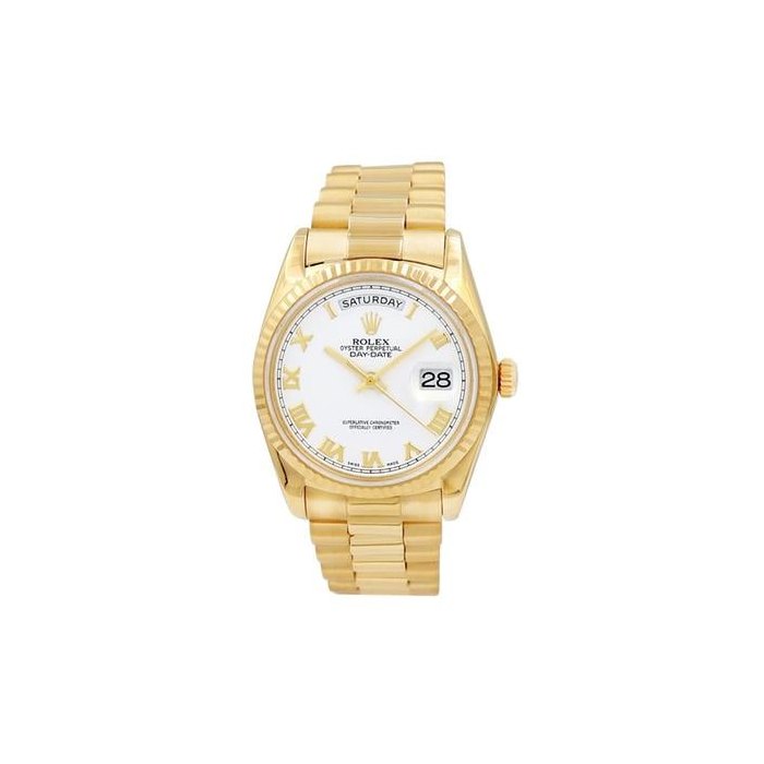 Rolex Day-Date36 18k Yellow Gold White Dial with Service Paper Year 1984 Ref. 18038