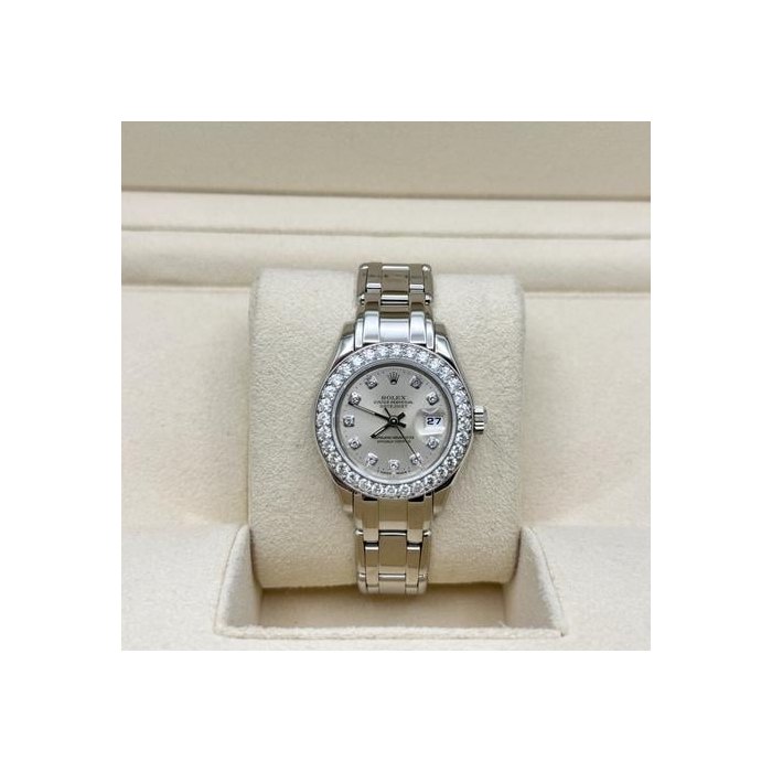 Rolex DatejustPearlmaster 69299 29mm Diamond Dial Diamond Bezel 18K White Gold