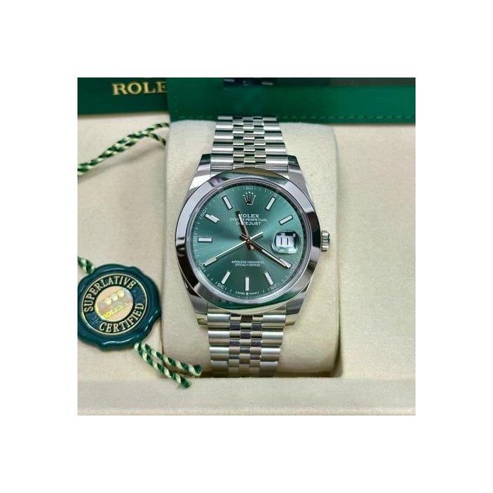 Rolex DatejustUnworn 2026 41mm Green Index Dial Jubilee Bracelet Ref. 126300
