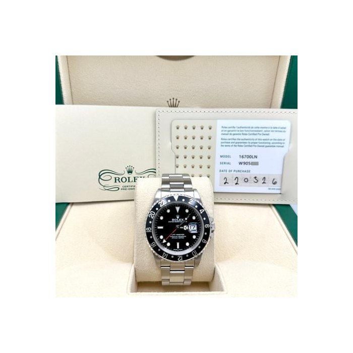 Rolex GMT-Master2026 CPO Rolex GMT Master 16700LN 16700 40mm Black Stainless Steel Box Papers
