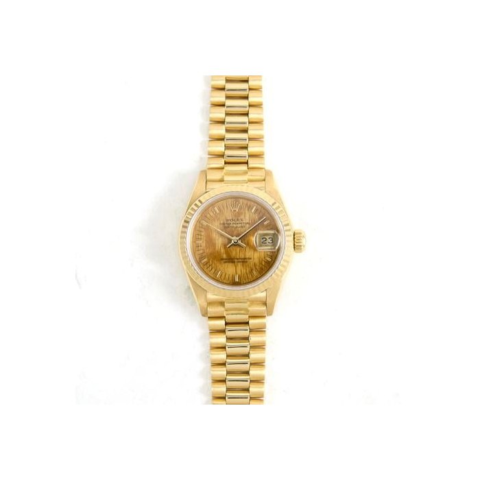 Rolex Lady-Datejust69178 Wood Dial in Yellow Gold Case and Bracelet Comes with Rolex Papers and Booklets