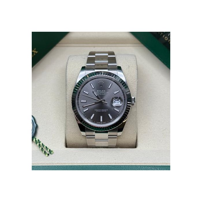Rolex Datejust41 NEW 2025 Slate Index Dial Stainless Steel Fluted Bezel Oyster Bracelet Ref. 126334