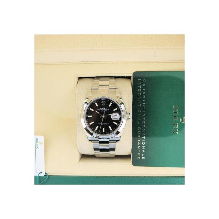Rolex Datejust2022 Datejust 126300 Black Stick Dial SS Oyster With Papers 41mm