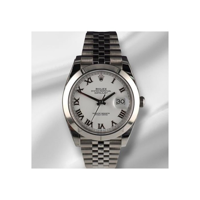 Rolex Datejust41mm White Roman Dial Steel Mens Watch 126300