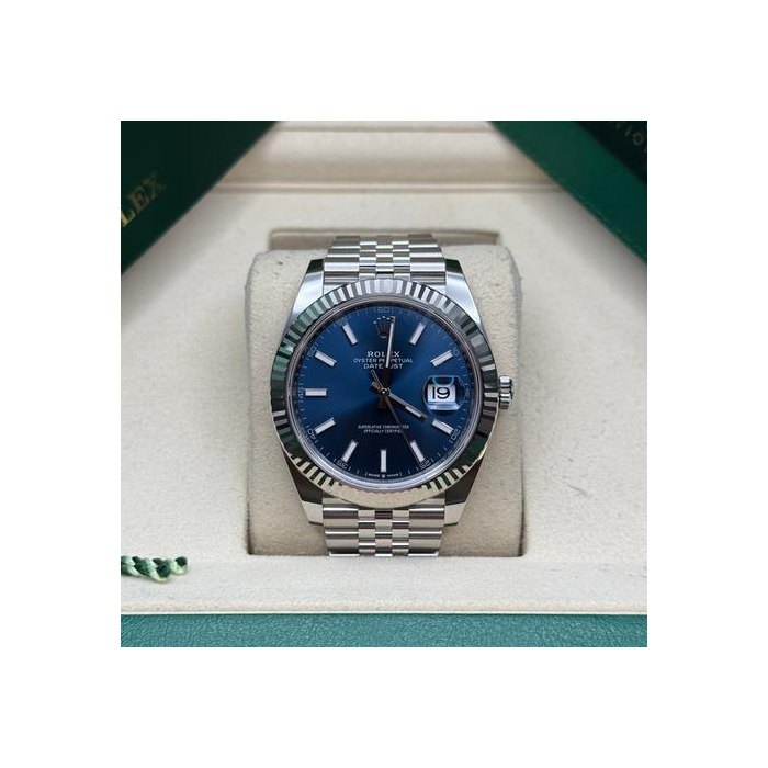 Rolex Datejust41 NEW 2026 Blue Index Dial Stainless Steel Fluted Bezel Jubilee Bracelet Ref. 126334