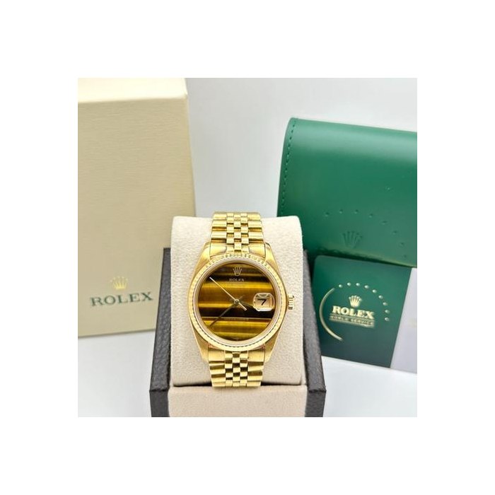 Rolex DatejustVintage Rolex Datejust 16018 Tiger Eye Dial 36mm 18k Yellow Gold 2026 Service