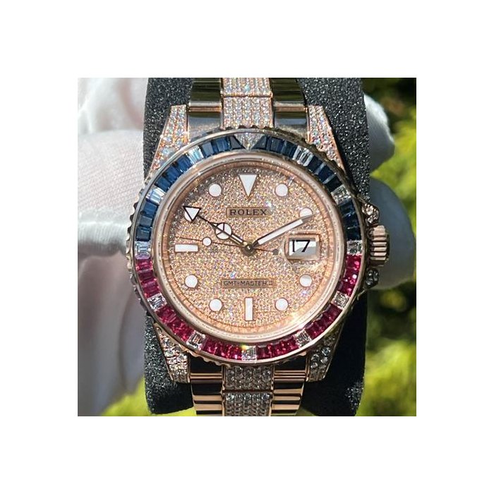 Rolex GMT-Master IIIn Stock Full Set Mint Condition Factory Set Stones Ref. 126755SARU