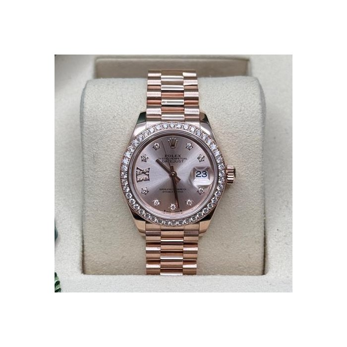 Rolex Rolex Lady-DatejustRose Pink Star Diamond Dial Rose Gold Diamond Bezel President Bracelet, Price & Market Data