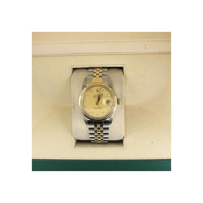Rolex Datejust1984 Datejust 16013 Champagne Diamond Dial TT 18kt Jubilee No Papers 36mm