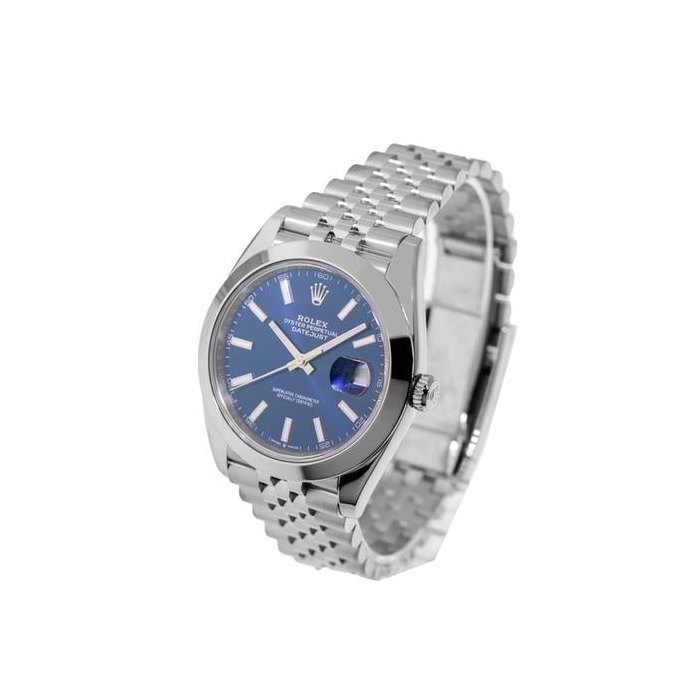 Rolex DatejustII 41mm Stainless Steel Blue Index Dial & Smooth Bezel 126300 2019 with Rolex papers and White Tag