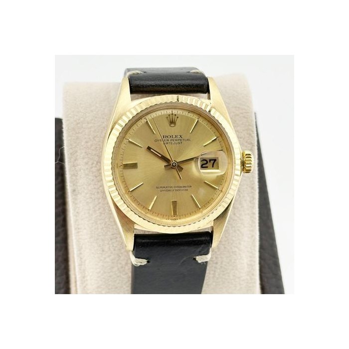 Rolex Datejust1601 Champagne Pie Pan Doorstop Dial 14K Yellow Gold