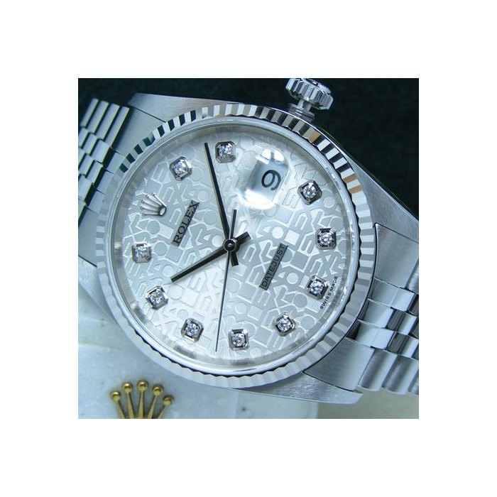 Rolex Rolex Datejust2003 Datejust 36 UN-WORN Boxes Papers RARE Silver Rhodium "Jubilee" Diamond Dial 16234, Price & Market Data