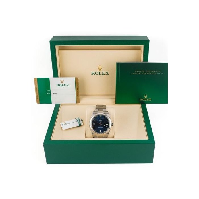 Rolex Oyster Perpetual114300 Oyster Perpetual 39mm Blue Dial Oyster Bracelet Box and Papers 2015
