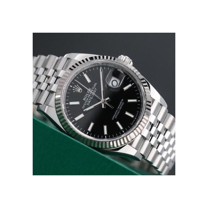 Rolex Datejust36mm Black Dial Sapphire Fluted Bezel Steel Jubilee Bracelet 126234