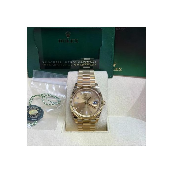 Rolex Day-Date2026 Unworn 40mm Champagne Diamond Baguette Dial Ref. 228238