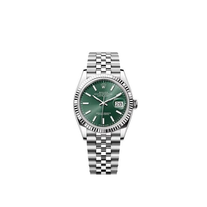 Rolex Datejust36 NEW 2026 Mint Green Index Dial Stainless Steel Fluted Bezel Jubilee Bracelet Ref. 126234