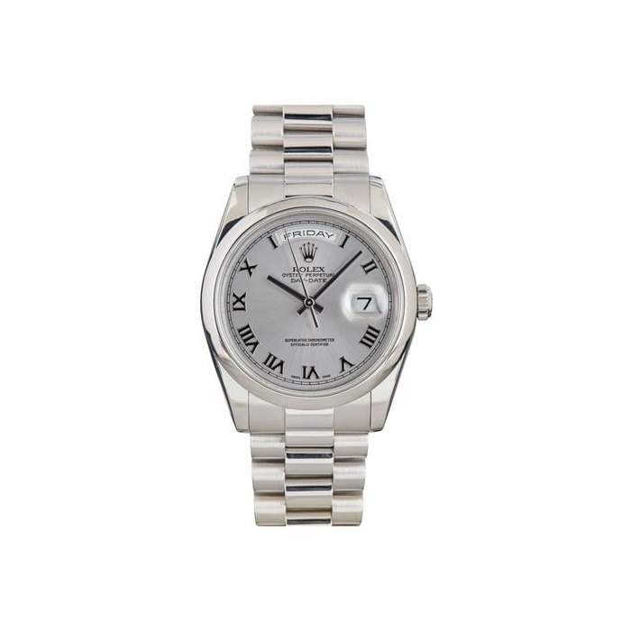 Rolex Day-Date36mm Automatic Roman Silver Dial Platinum Jubilee Watch 18206