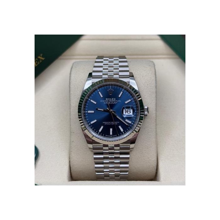 Rolex Datejust36 NEW 2026 Blue Index Dial Stainless Steel Fluted Bezel Jubilee Bracelet Ref. 126234