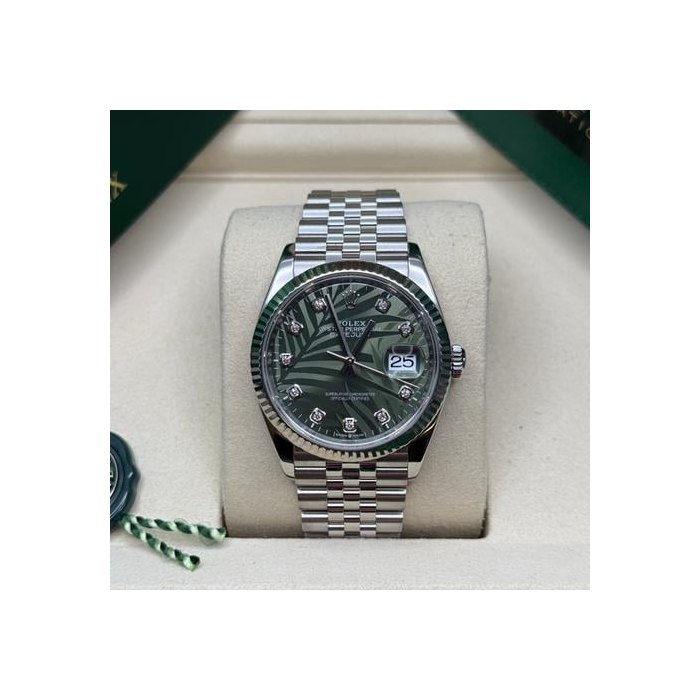 Rolex Datejust36 Green Palm Motif Diamond Dial Stainless Steel Jubilee Bracelet Ref. 126234
