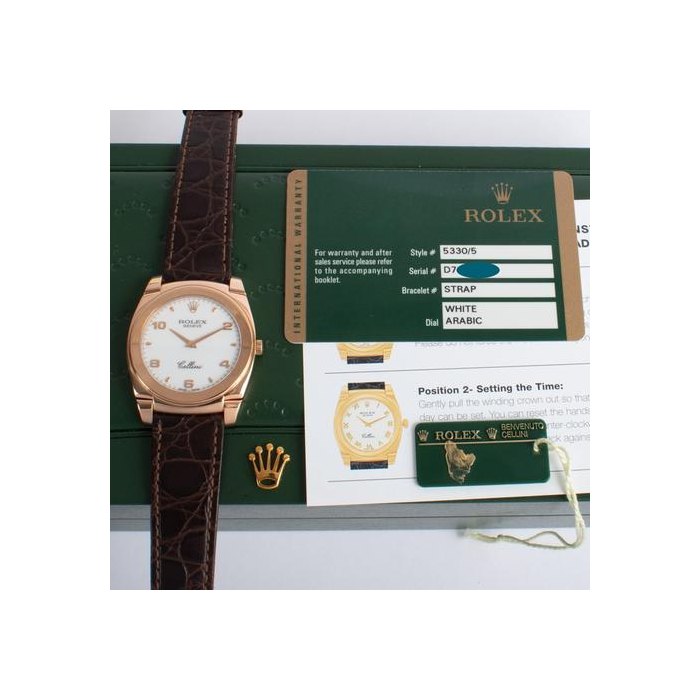 Rolex CelliniCestello 2008 Full Set 5330/5 18k Everose Gold White Arabic Dial