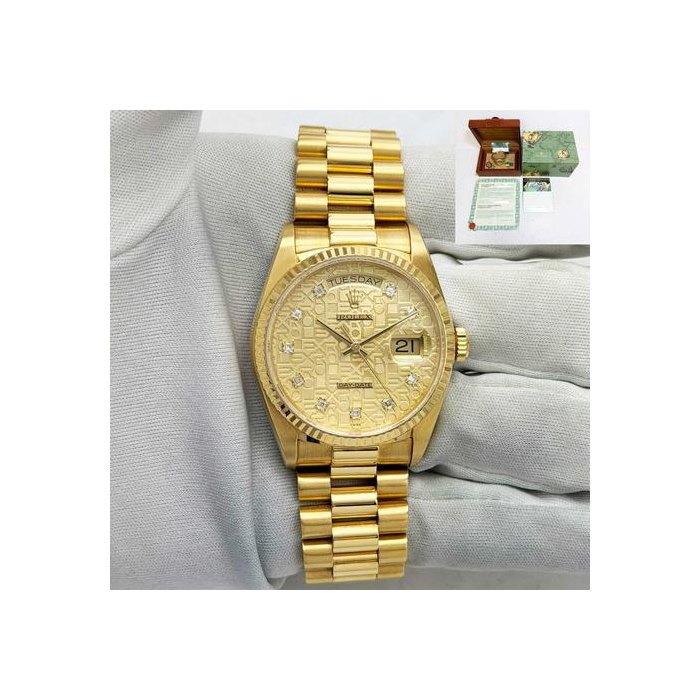 Rolex Day-Date1986 Rolex Day-Date 18038 36MM Champagne Jubilee Dial President 18K Yg Box PaperDay-Date